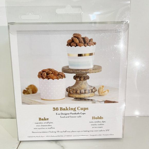 NEW My Minds Eye Polka Dot and Stripes Baking Cups, Pink/ Gold/ Multi - 36 Count - Picture 3 of 4